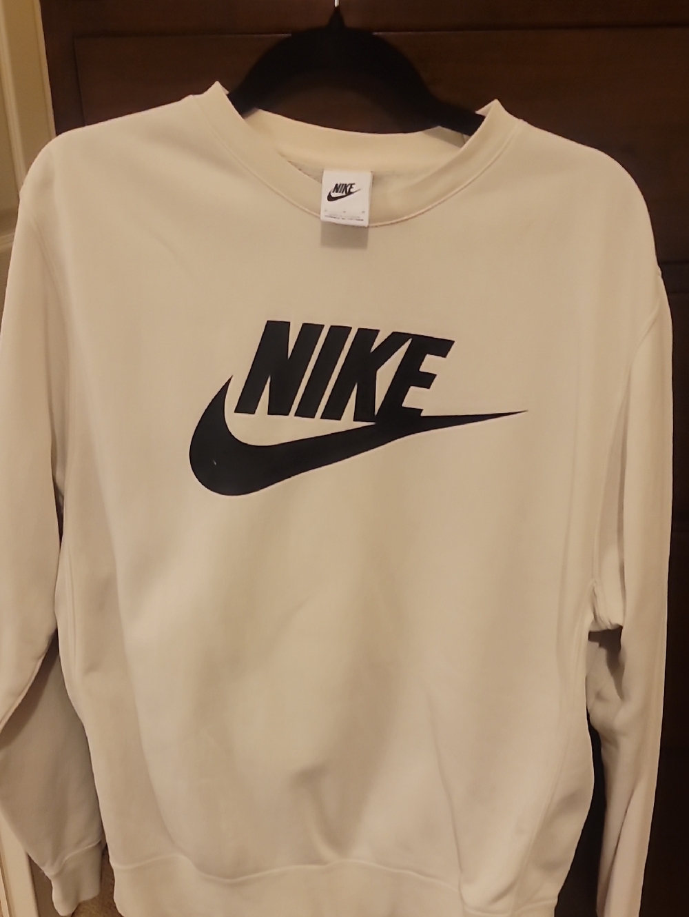 Nike Cream Crewneck with Black Swoosh Logo